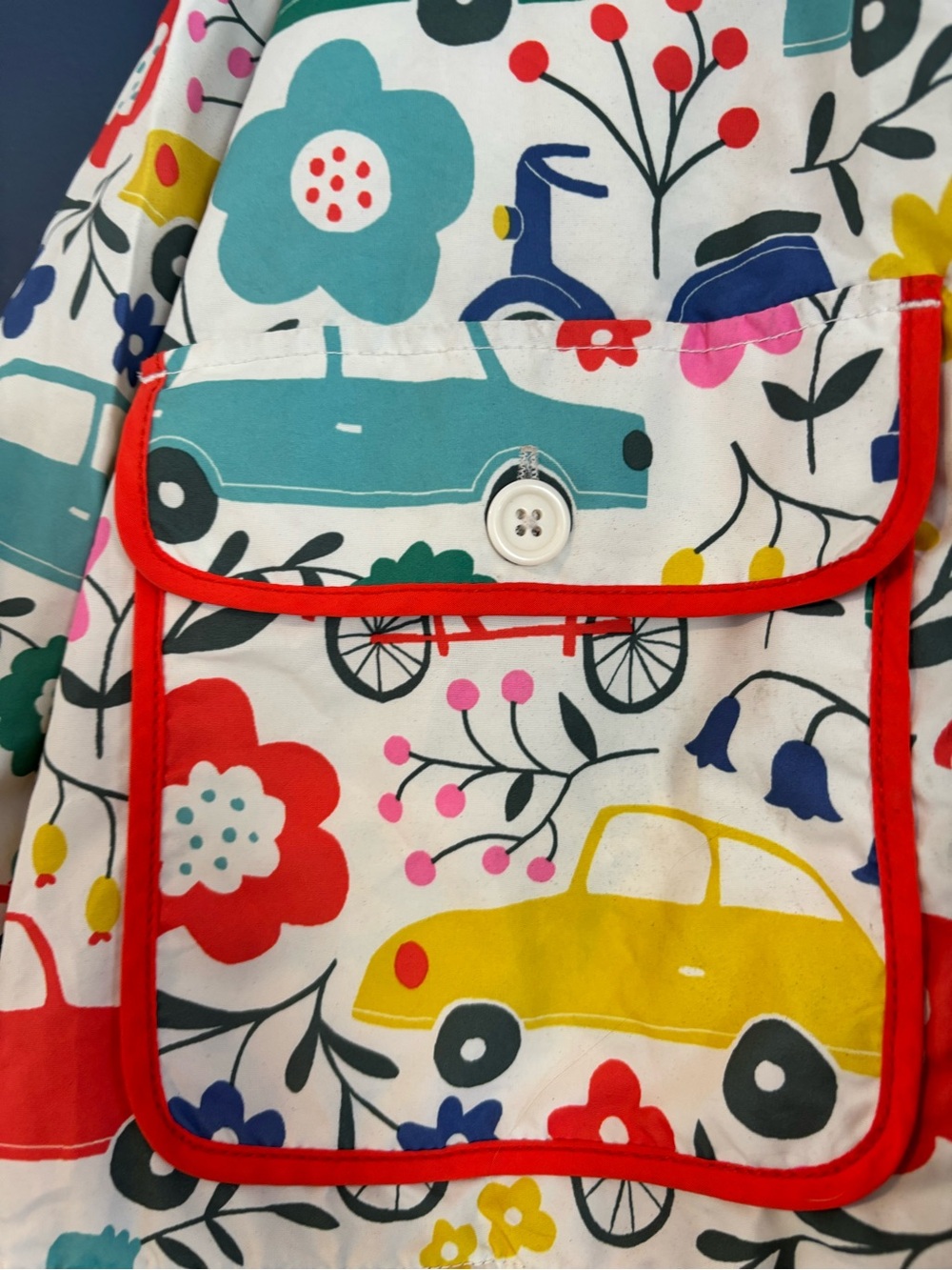 MiniBoden Multicolor Floral & Car Print Hooded Jacket - Picture 4 of 5